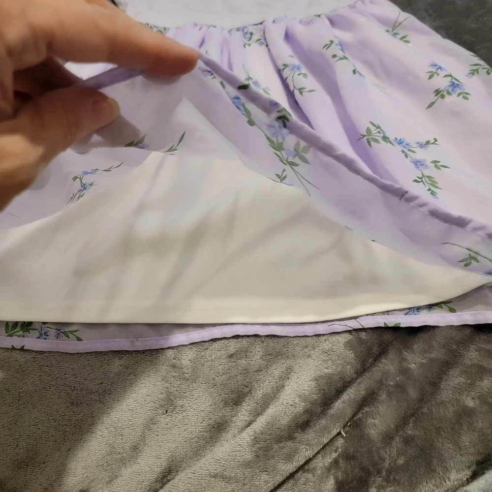 The Children's Place Skater Dress Girls 5/6 Purple Excellent Floral Lace Ribbed